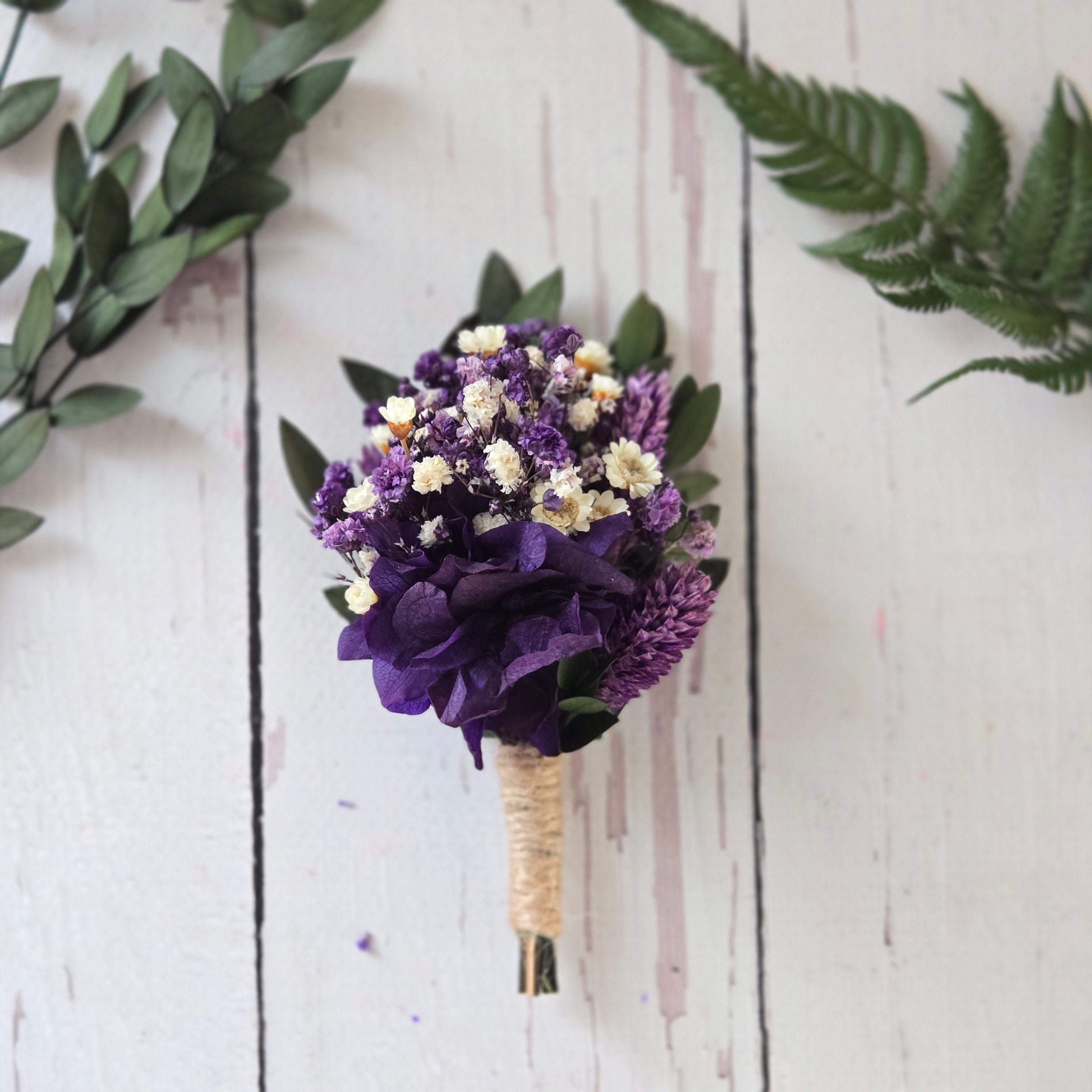 Purple Dried Flower Crown, Boho Floral Hair Wreath: Festival & Bridesmaids