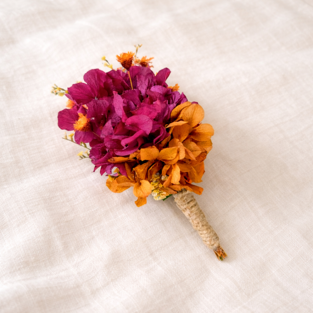 Magenta & Burnt Orange Boho Bridal Flower Crown, Rustic Fall Wedding Floral Headpiece