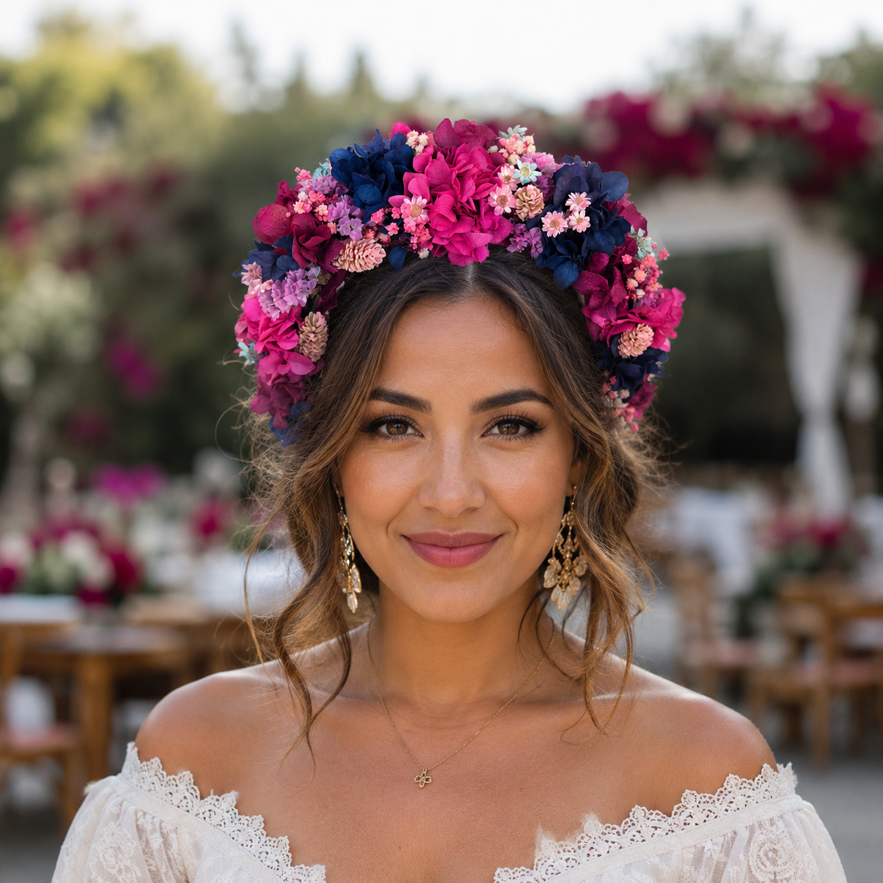 Mexican Floral Crown – Preserved Flower Bridal Headpiece | Frida Inspired Wedding Crown