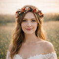 Burnt Ornage Wild Flower Crown,Fall Wedding Hair Wreath
