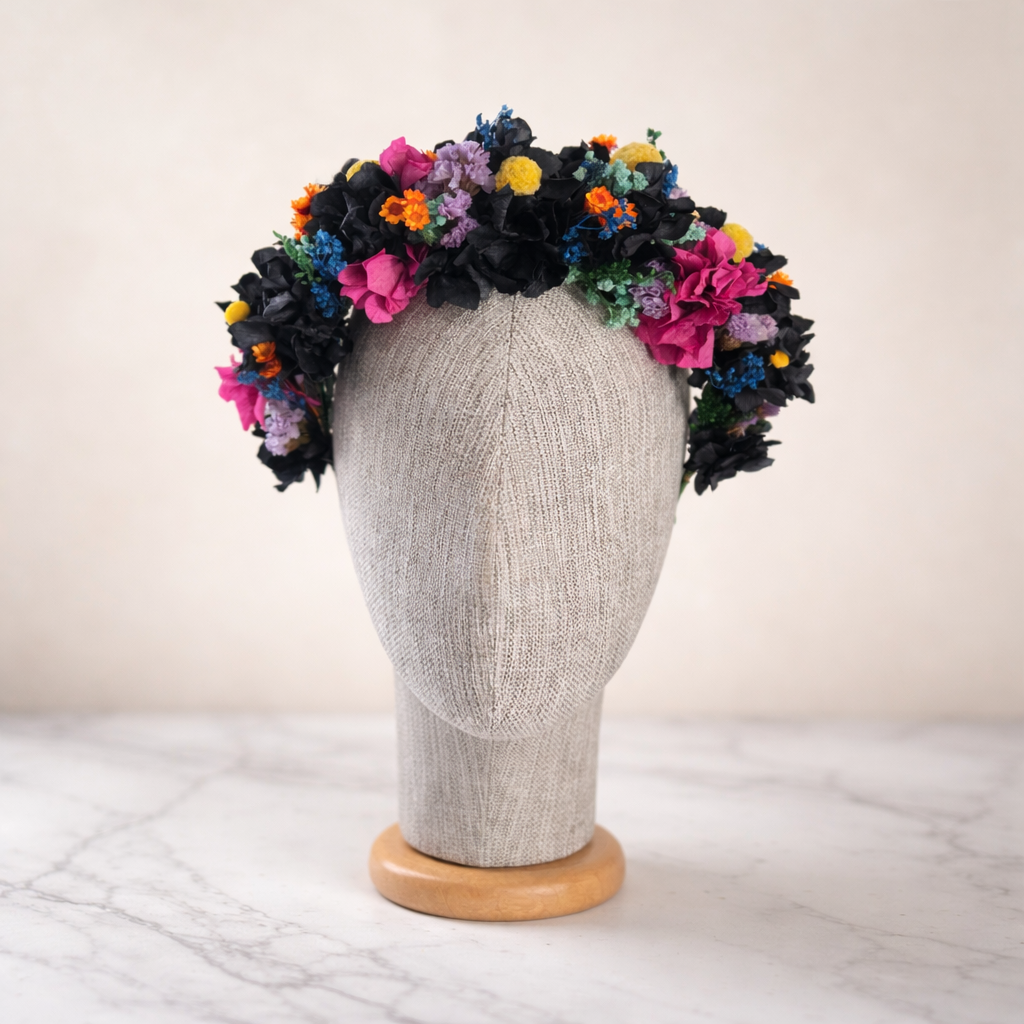 Colorful Boho Flower Crown – – Folk Bride Wedding Crown – Festival Floral Headband