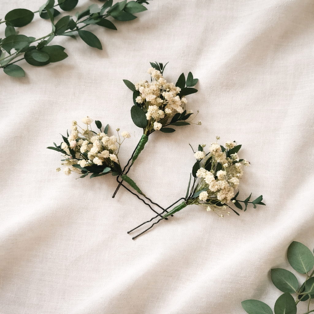 Dried Flower Hair Pins: Autumn Wedding Hair Accessories