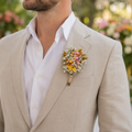Colorful Wildflower Boutonniere for Groom, Dried Flower Lapel Pin, Rustic Wedding Buttonhole