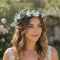 Blue Wildflower Crown for Women, Flower Girl Crown, Garden Wedding Floral Crown