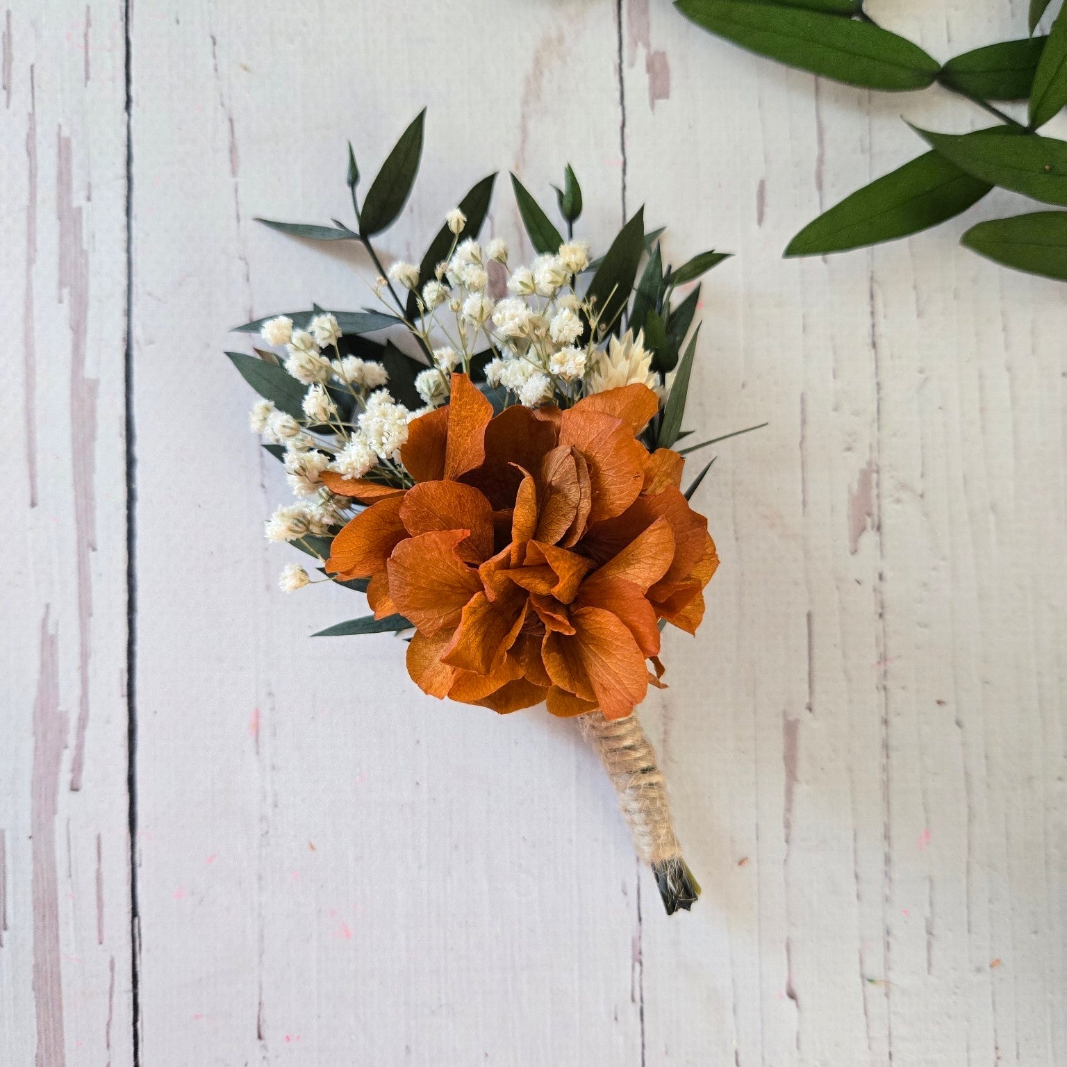 Burnt Orange Dried Flower Groom Boutonniere,Groom Buttonhole,