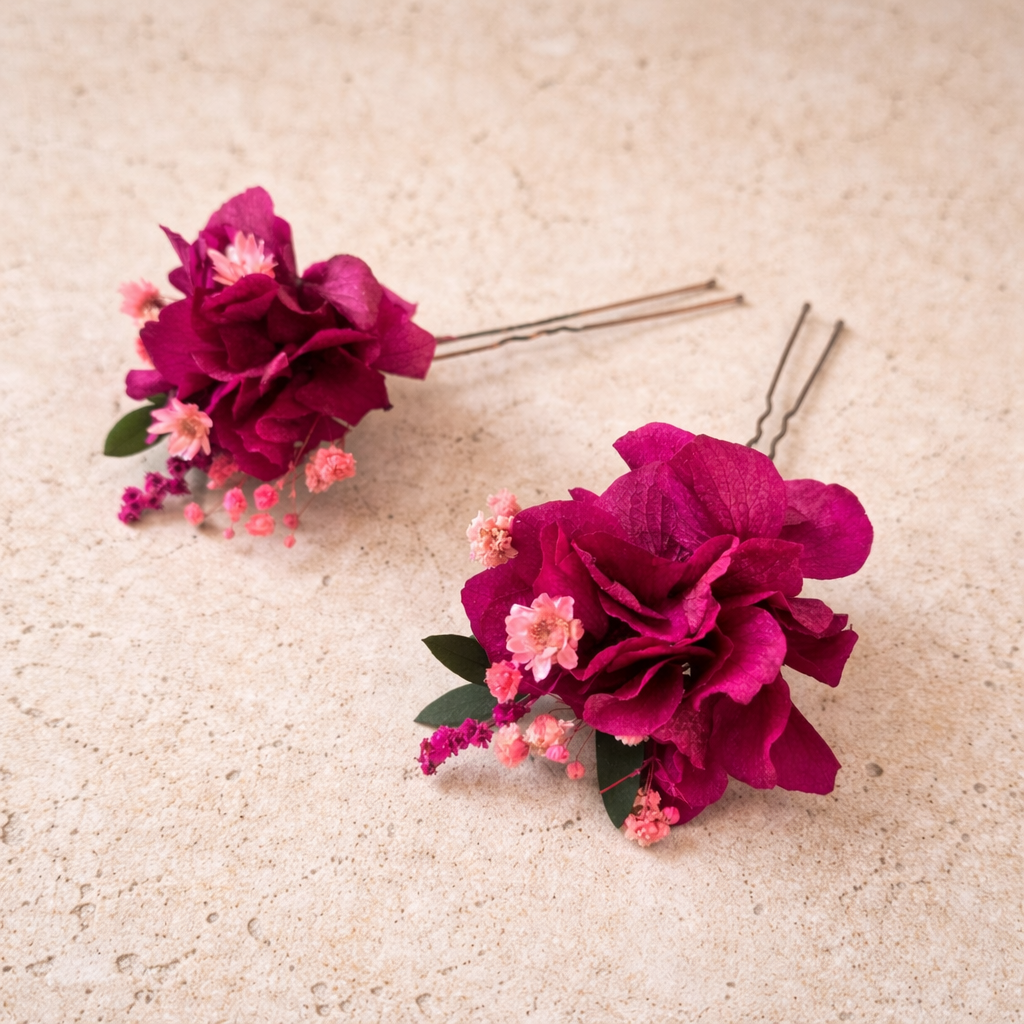 Magenta Flower Crown for Bride, Boho Wedding Flower Crown
