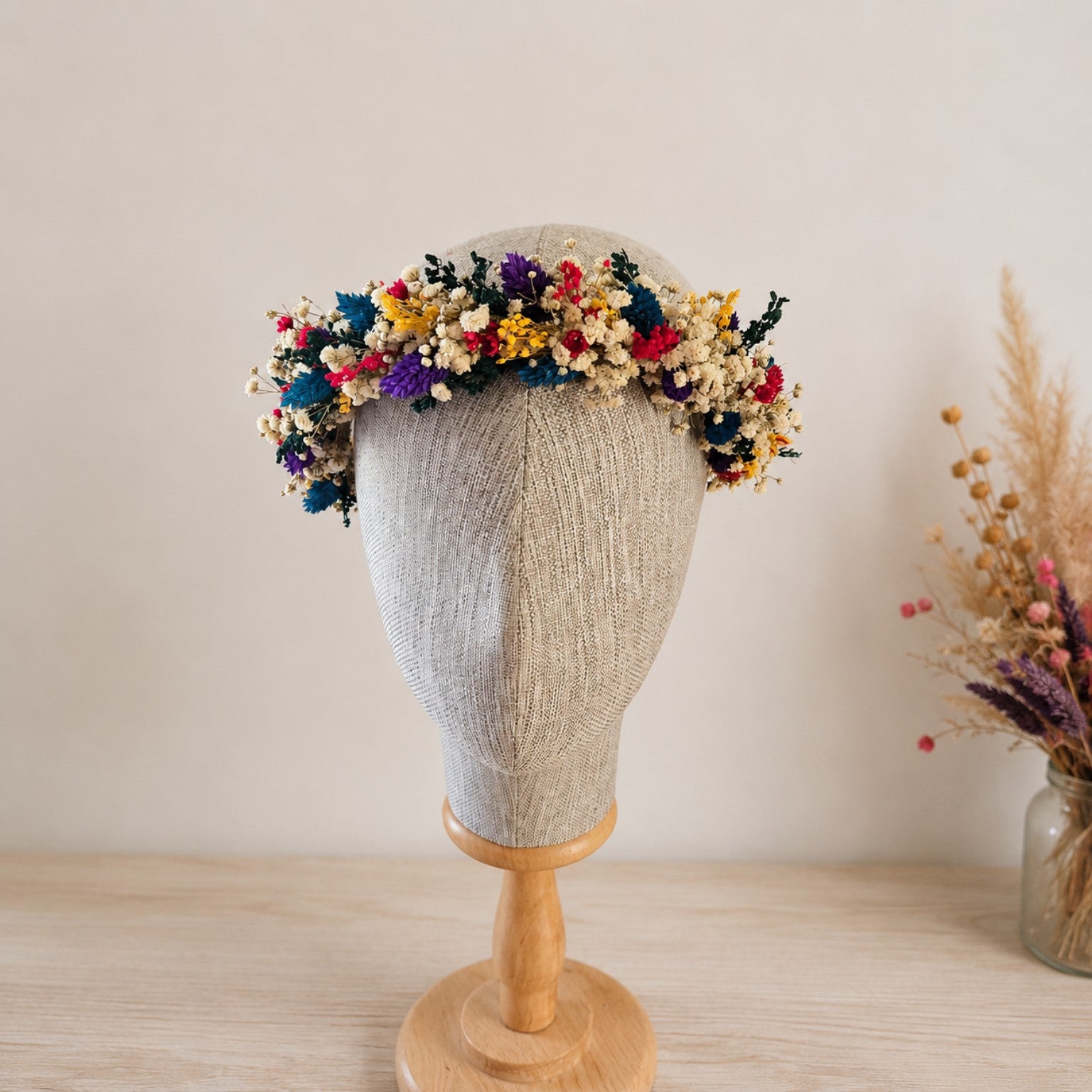 Wildblumen-Krone für Damen, florale Krone für Gartenhochzeiten