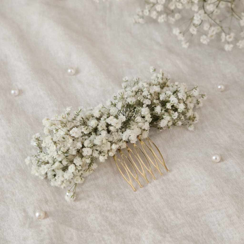 Preserved Baby's Breath Wrist Corsage Set