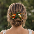 Rust Orange & Ivory Preserved Flower Hair Comb – Eucalyptus Bridal Hairpiece – Autumn Wedding Hair Accessory