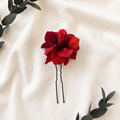 Red Hydrangea wedding dried flower hair pins, Boho Bridal Hair Piece