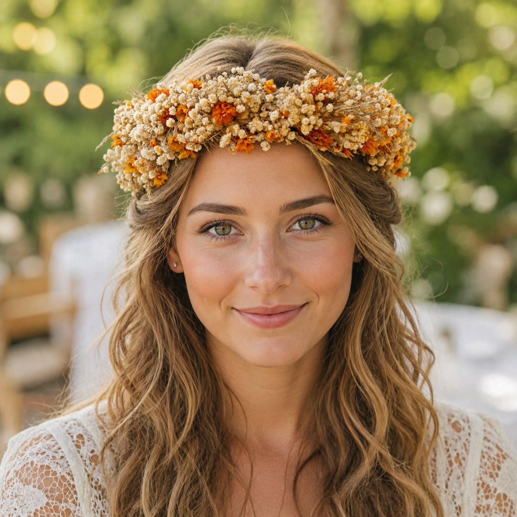 Boho Flower Girl Crown | Dried Flower Crown | Rustic Wedding Headpiece