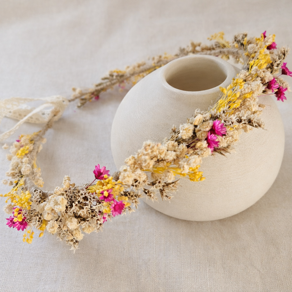 Wildflower Girl Crown, Boho Flower Girl Headpiece