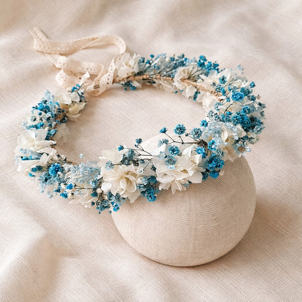 Blue & White Bridal Bouquet Set | Wedding Bouquet, Boutonniere & Hair Pins | Preserved Flower Wedding Set