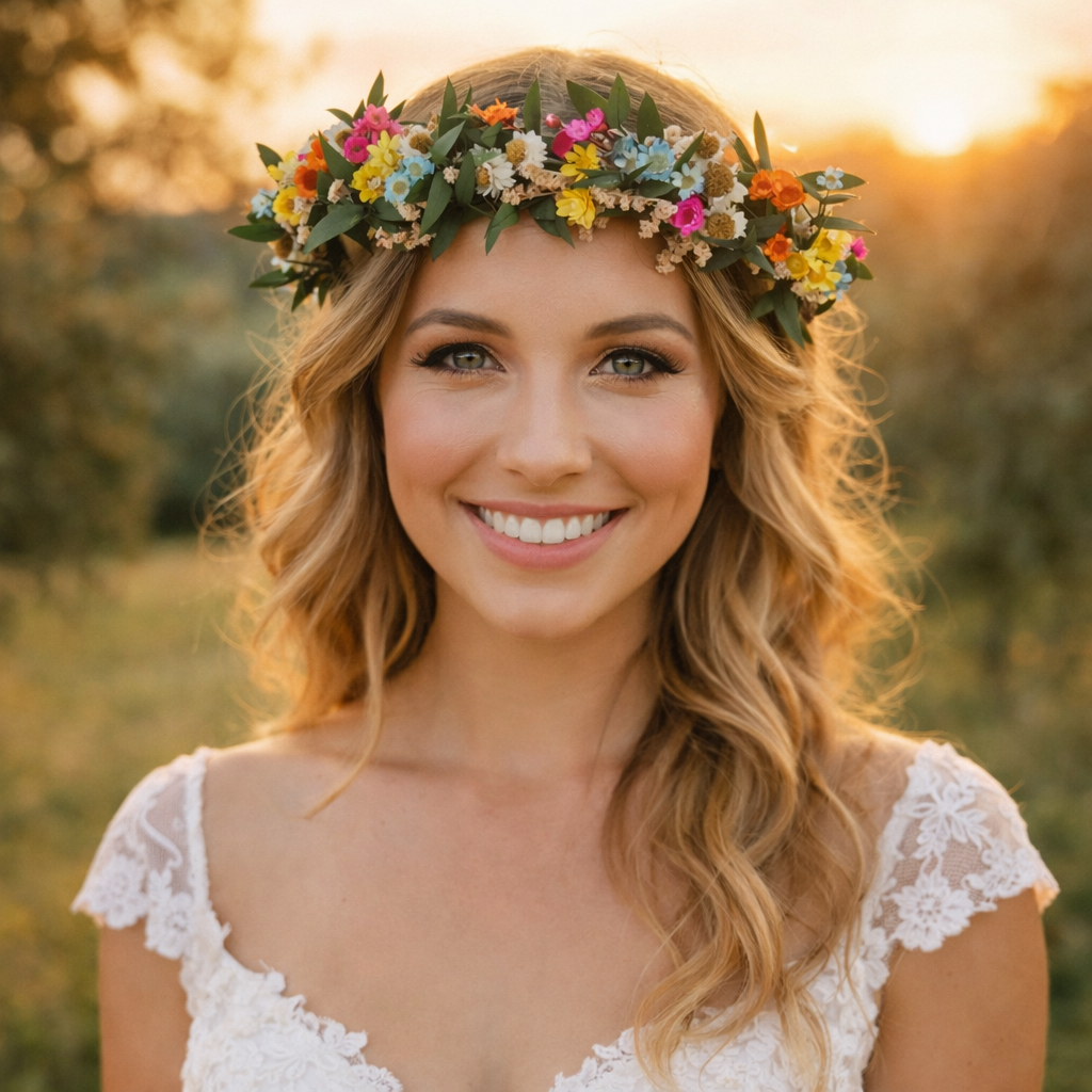 Colorful Dried Flower Headband: Eucalyptus Greenery Wedding Crown