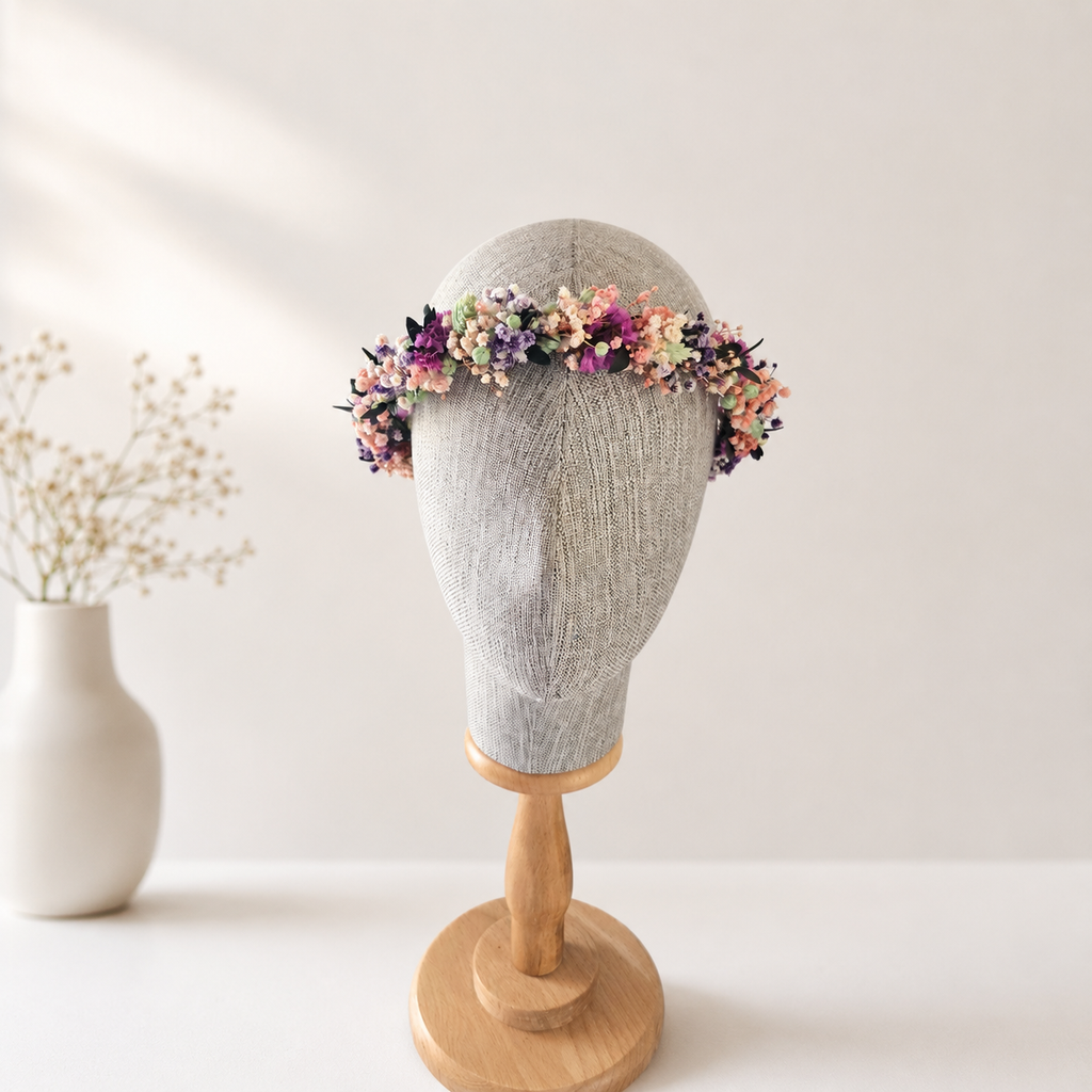 Rustic Wildflower Crown, Child Flower Girl Headpiece, Party Floral Halo