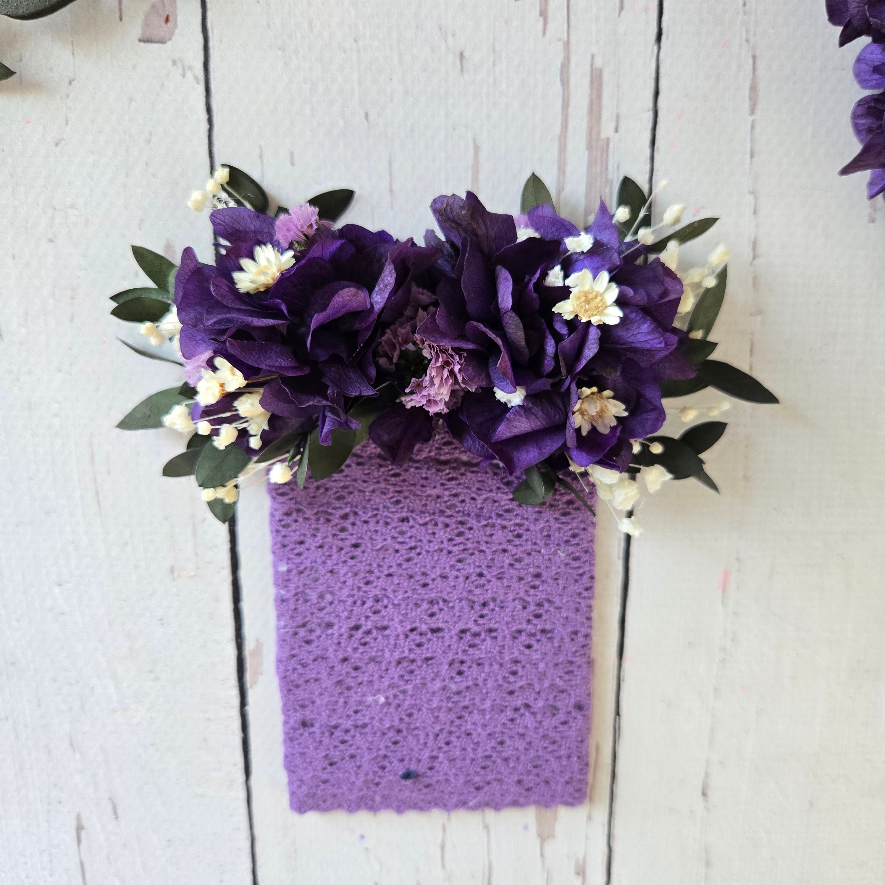 Purple Pocket Boutonniere for Groom,Rustic Boho Wedding Pocket Flower, Groomsmen Pocket Boutonniere