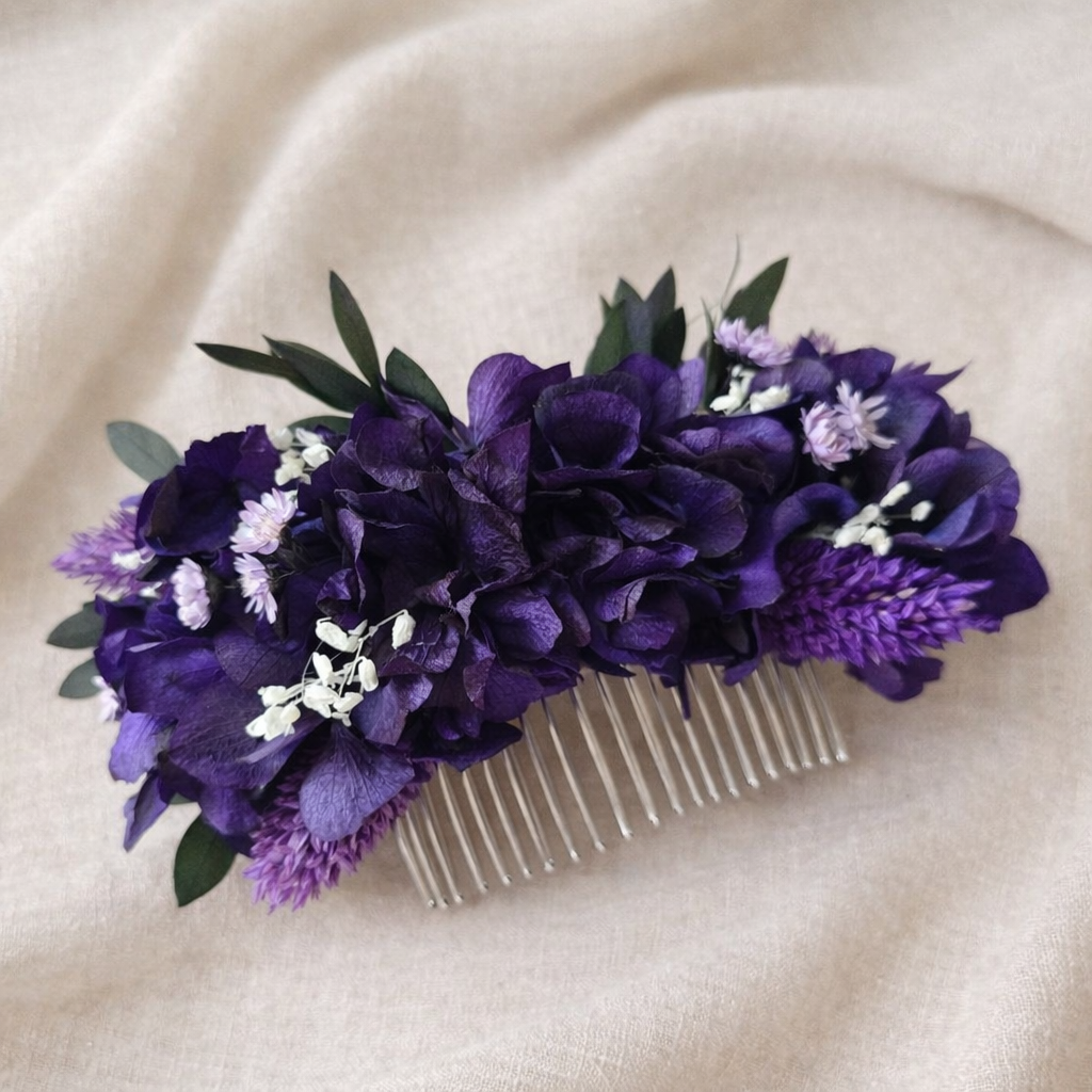 Purple Dried Flower Crown, Boho Floral Hair Wreath: Festival & Bridesmaids