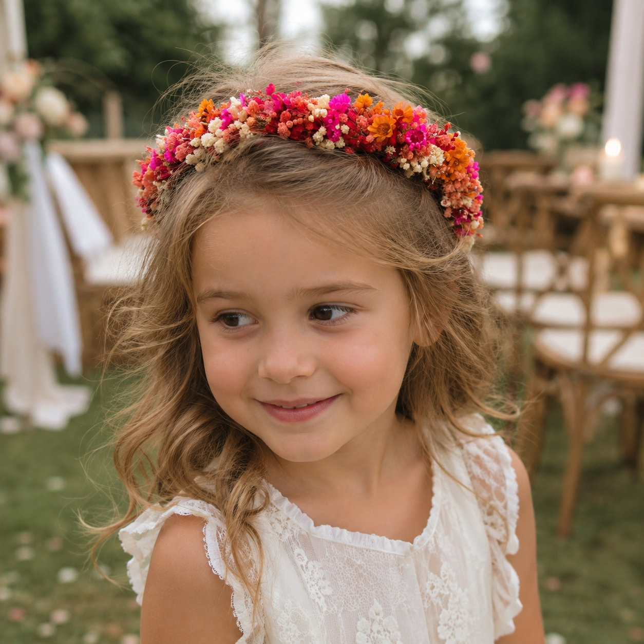 Colorful Dried Flower Crown: Dainty Hair Wreath, Garden Wedding Headpiece
