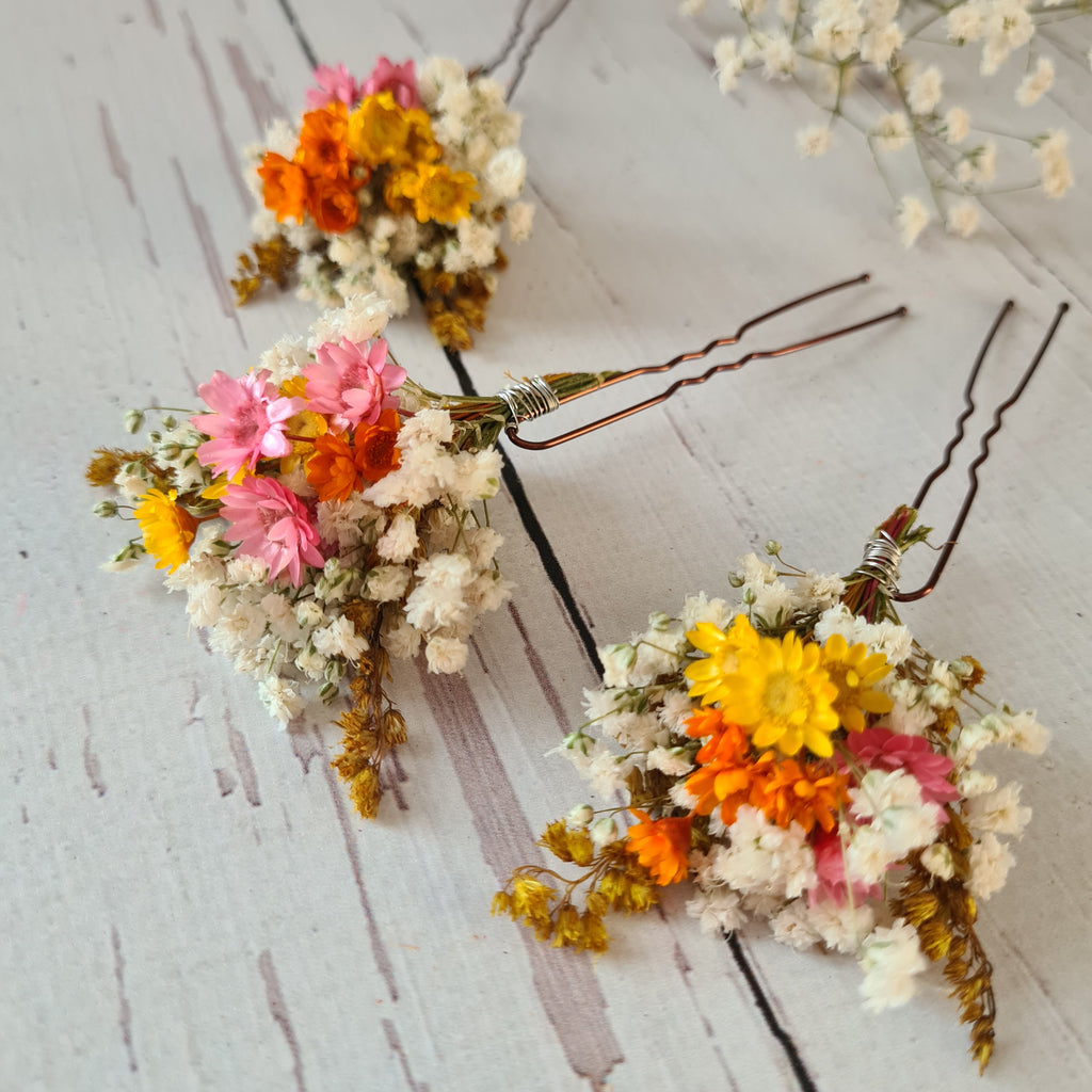 Wildflower Wedding Hair Pins: Boho Gypsophila Hair Clips
