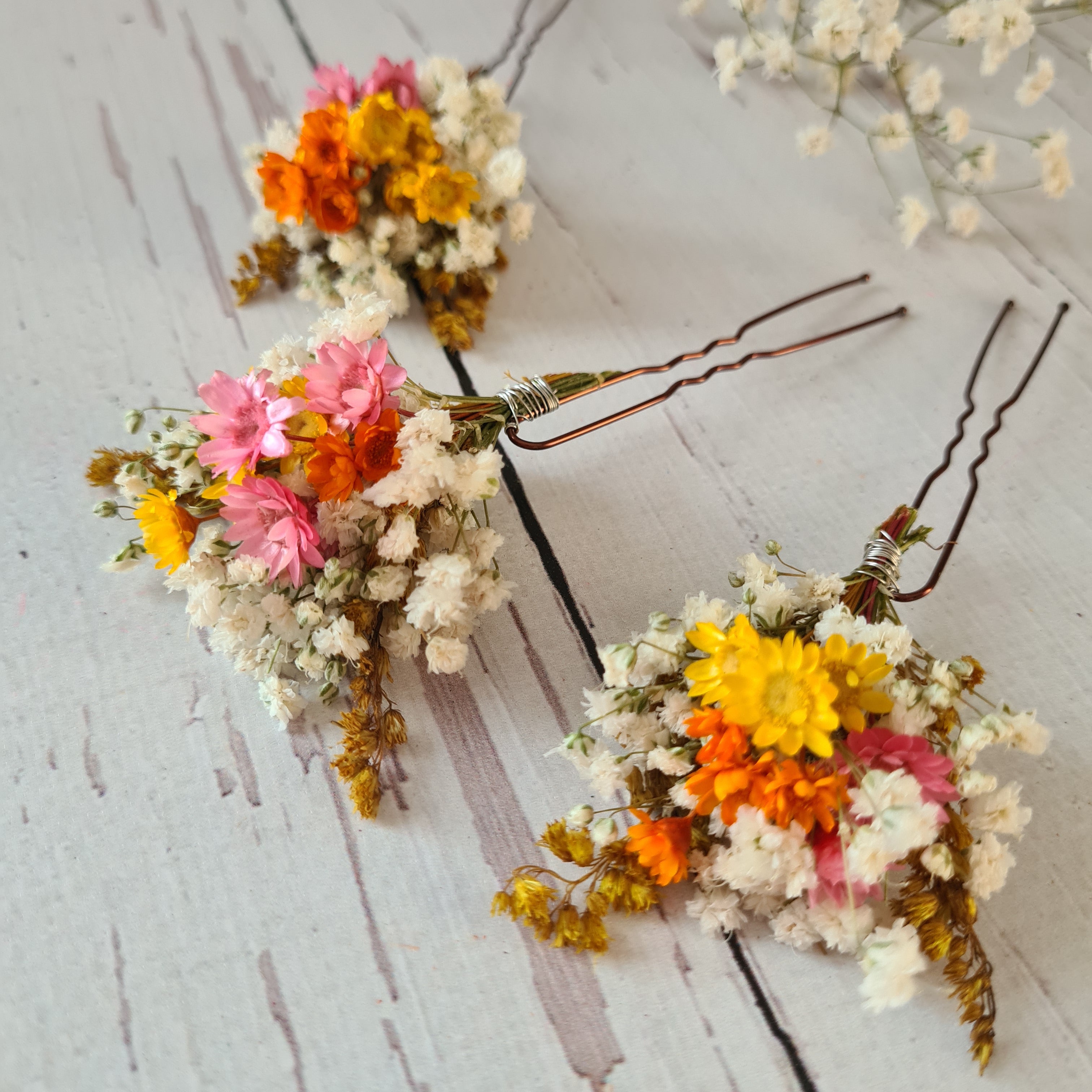 Wildflower Wedding Hair Pins: Boho Gypsophila Hair Clips