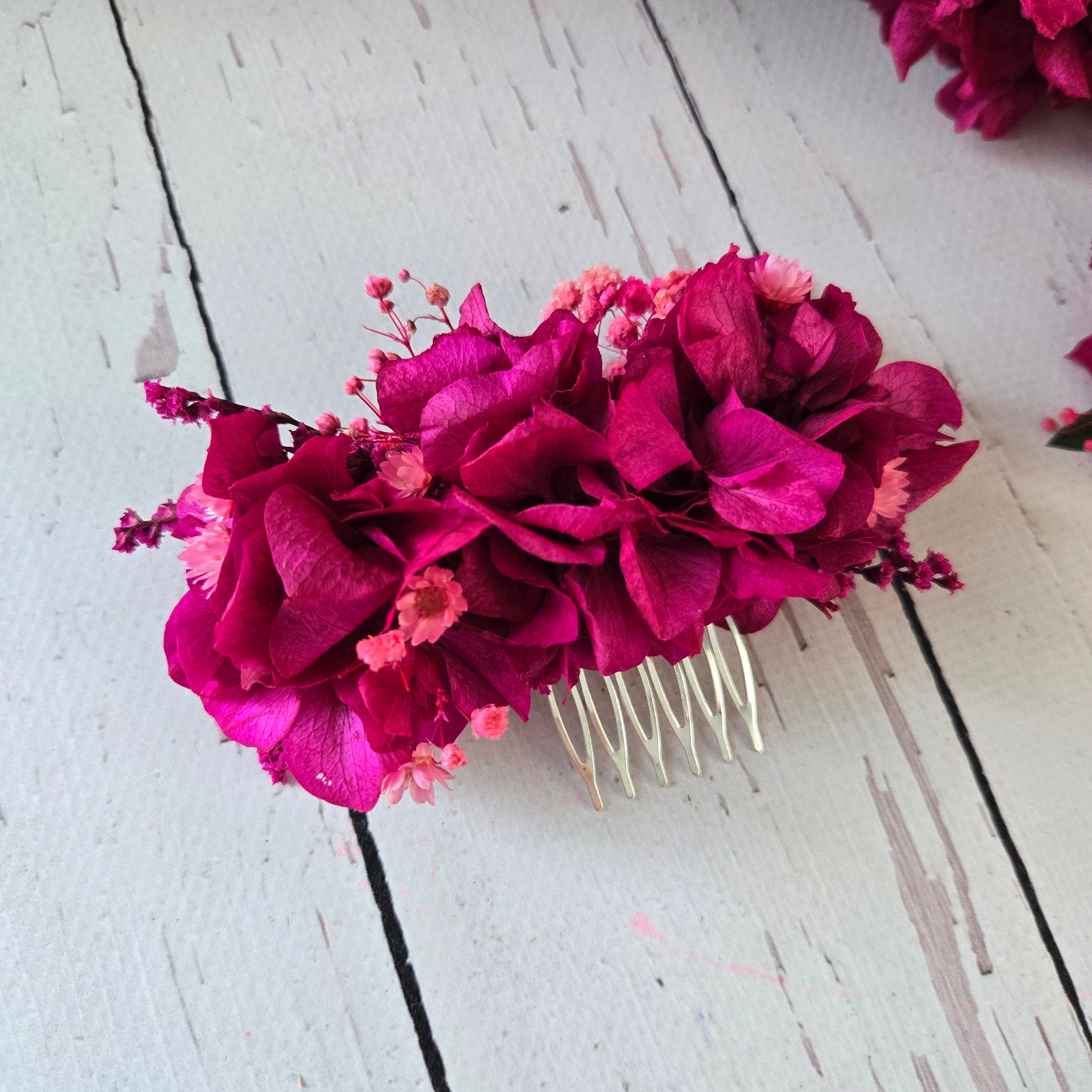 Magenta Boho Flower Crown,Mexican Folk Wedding  Accessory,For The Rustic Bride,Garden Wedding Headpiece