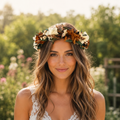 Burnt Orange Dried Flower Crown: Fall Wedding Hair Wreath