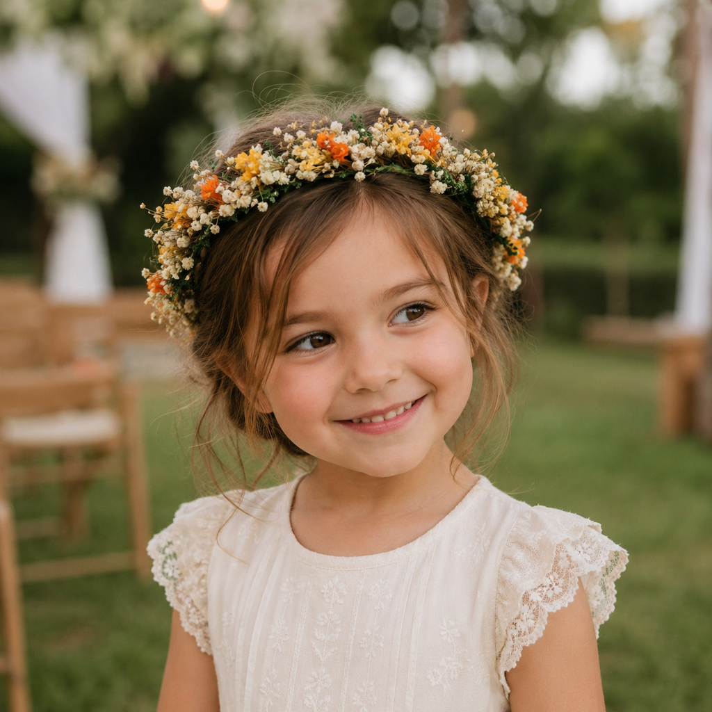 Yellow Orange Flower Crown , Rustic Bridesmaid Crown,
