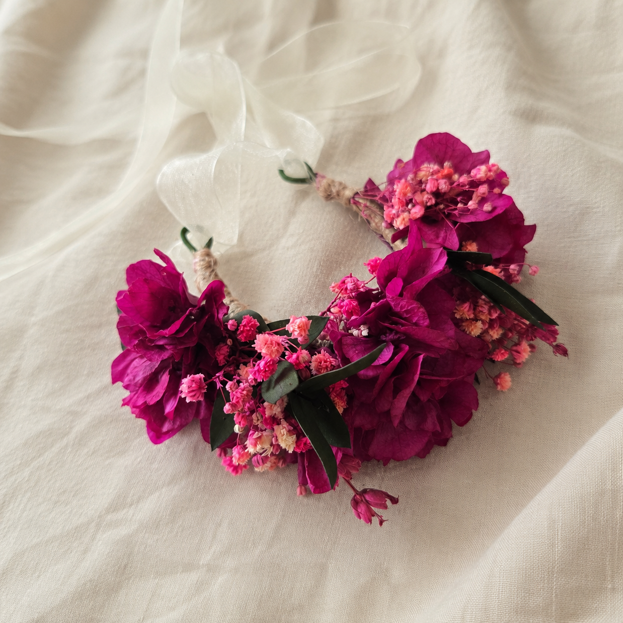 Magenta Boho Flower Crown,Mexican Folk Wedding  Accessory