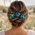 Blue Dried Flower Hair Pins, Bridal Wedding Accessories, Boho Natural Style