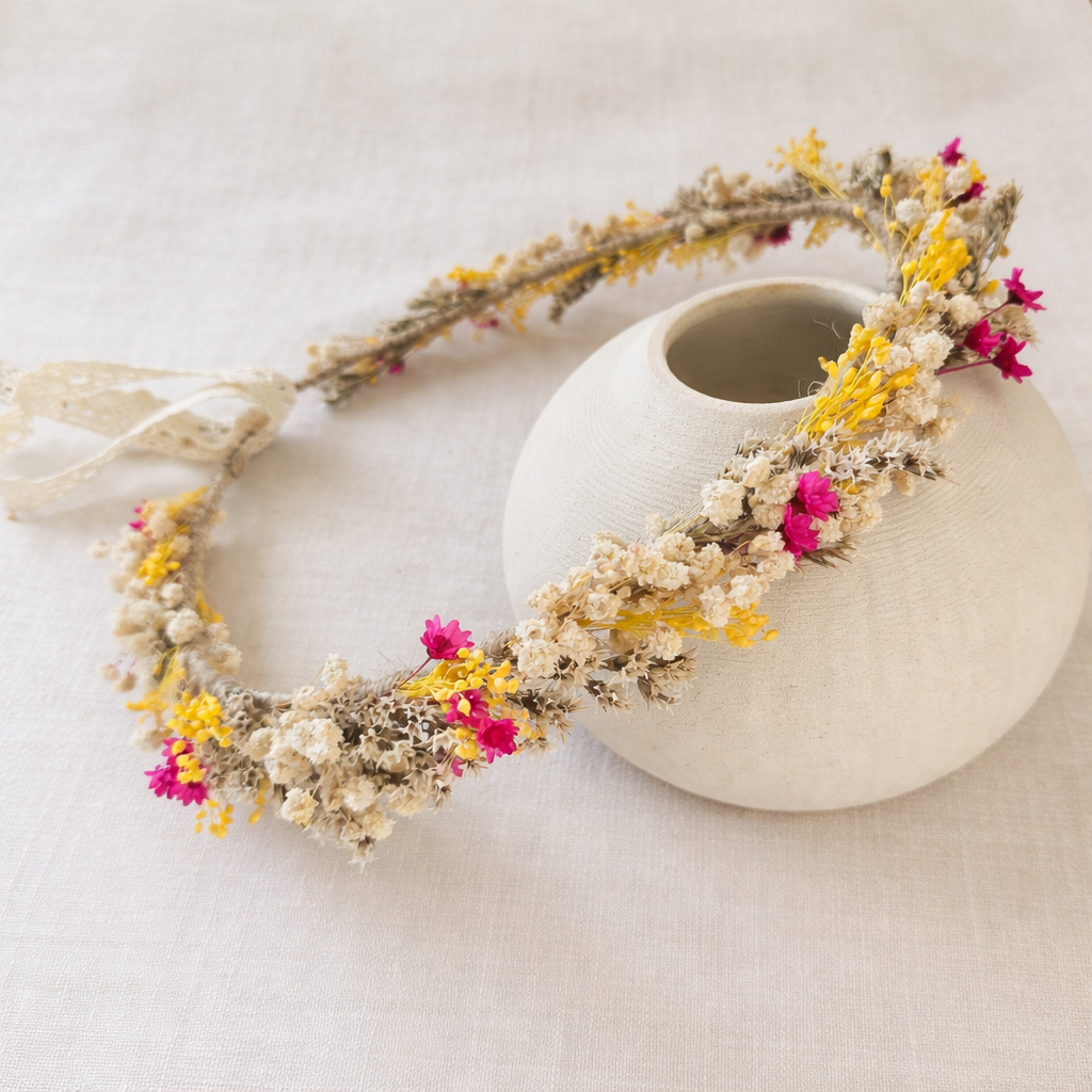 Wildflower Girl Crown, Boho Flower Girl Headpiece