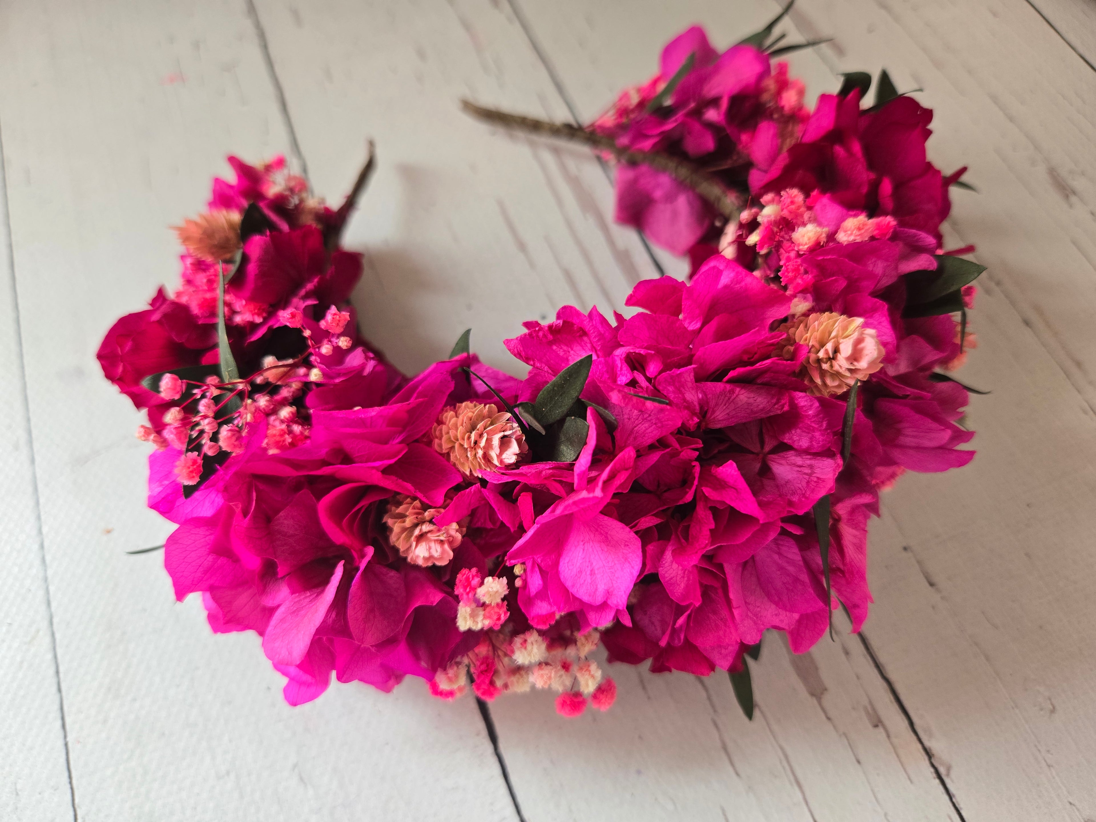 Magenta Boho Flower Crown,Mexican Folk Wedding  Accessory,For The Rustic Bride,Garden Wedding Headpiece