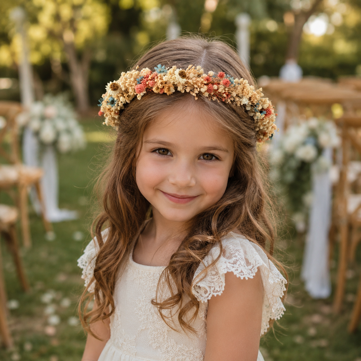 Wildflower Flower Girl Crown, Boho Floral Crown for Child, Junior Bridesmaid Crowns