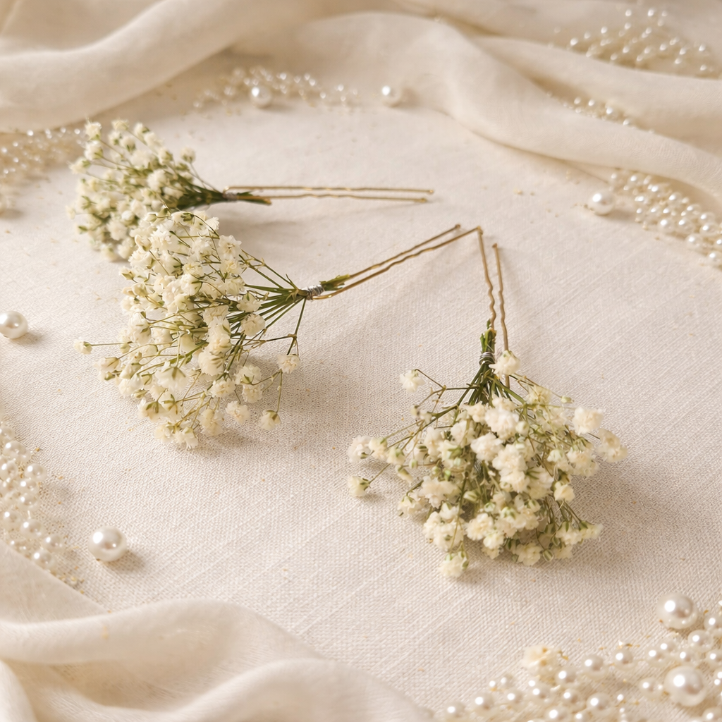 Preserved Baby's Breath Wrist Corsage Set