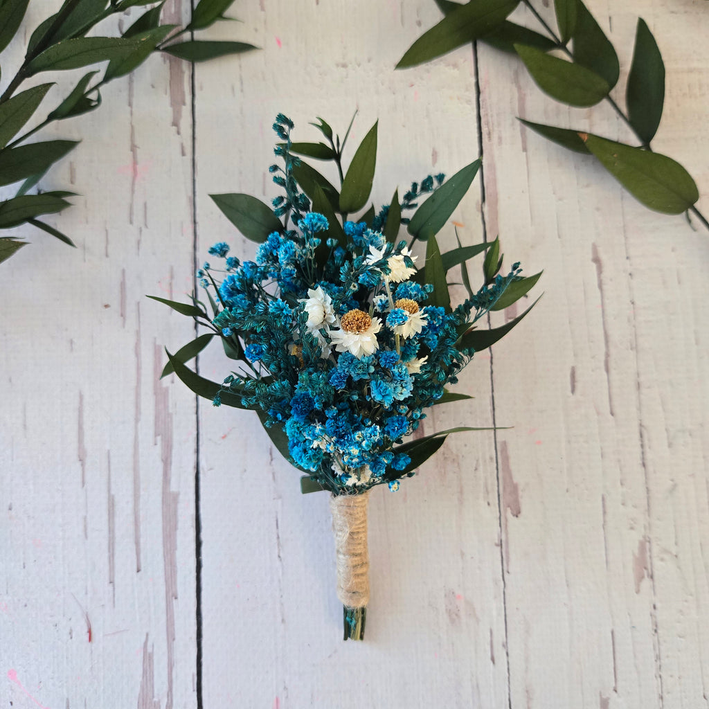 Blue Dried Flower Boutonniere for Groom, Rustic Wedding Lapel Flower, Preserved  Wildflower Buttonhole