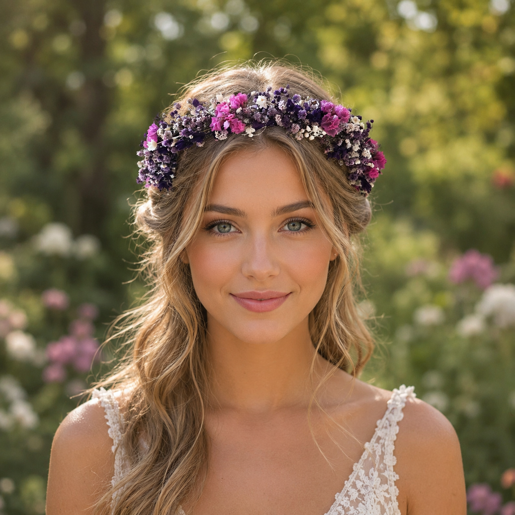 Purple Wildflower Crown,Purple Garden Wedding Crown