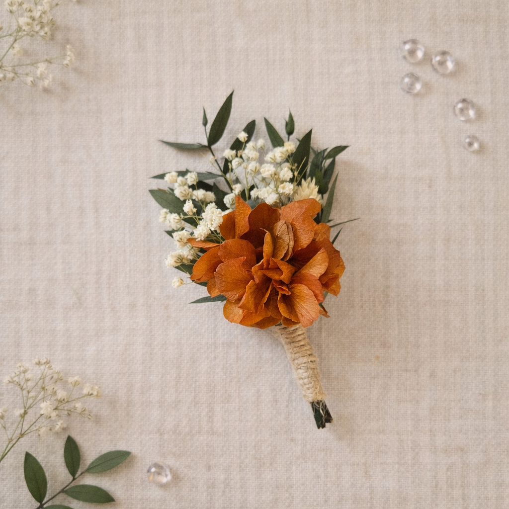 Autumn Floral Hair Pins with Real Preserved Flowers: Burnt Orange Flower Hair Pin