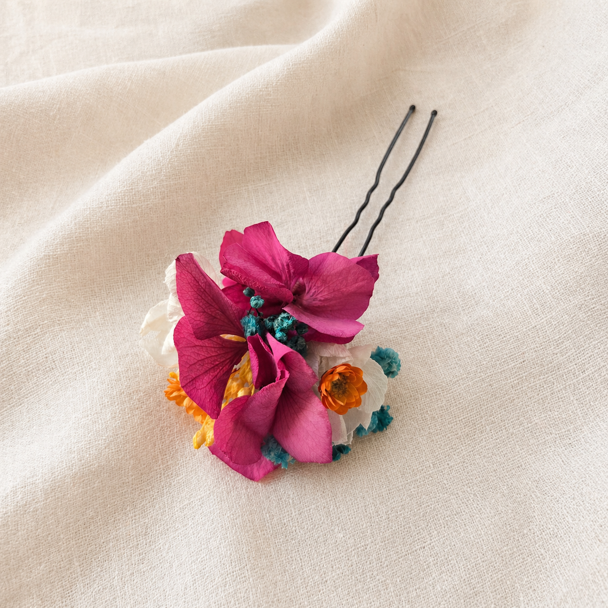 Fuchsia Pink Bridal Hair Accessories – Colorful Wedding Hair Flowers