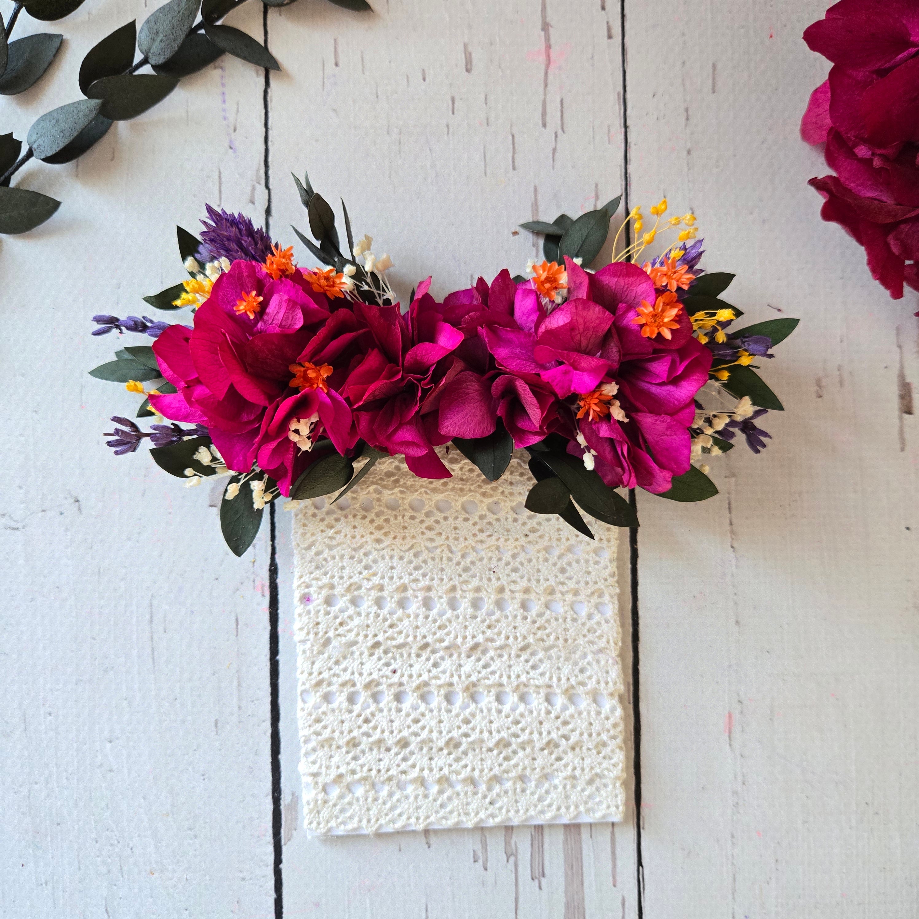 Magenta Dried Flower Boutonniere: Rustic Bohemian Wedding Accessory
