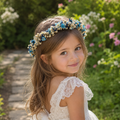 Blue Wildflower  Girl Crown , Child Bridesmaid Crowns