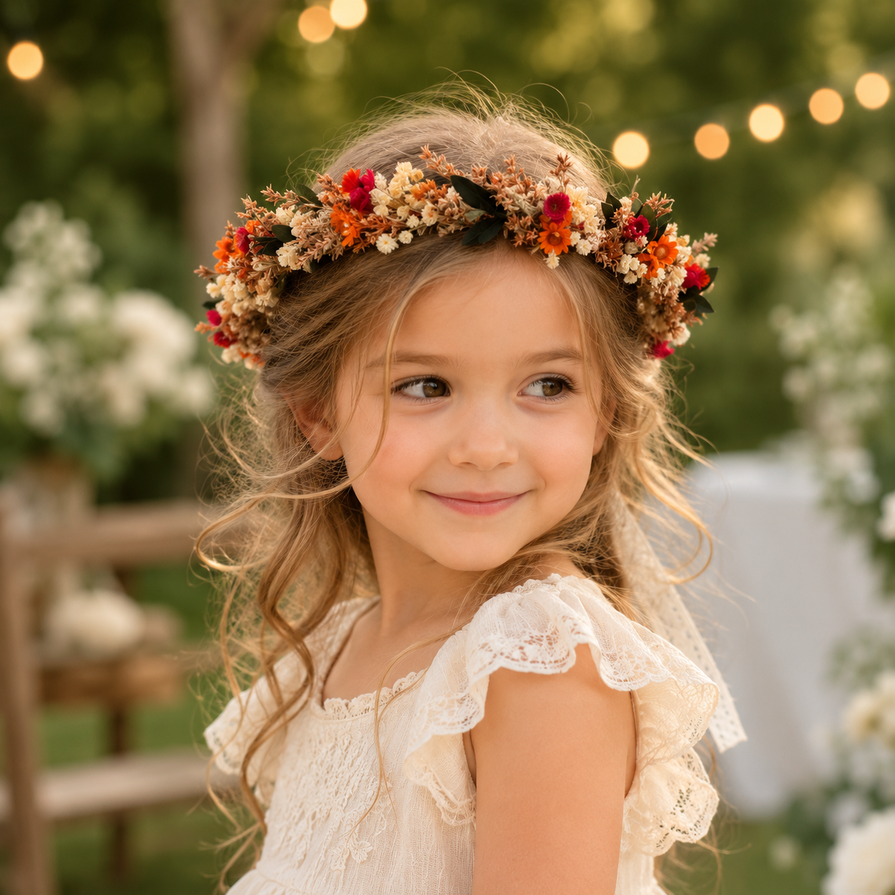 Burnt Ornage Wild Flower Crown,Fall Wedding Hair Wreath