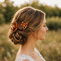 Fall Wedding Hair Comb – Terracotta & Burgundy Preserved Flower Bridal Hair Accessory