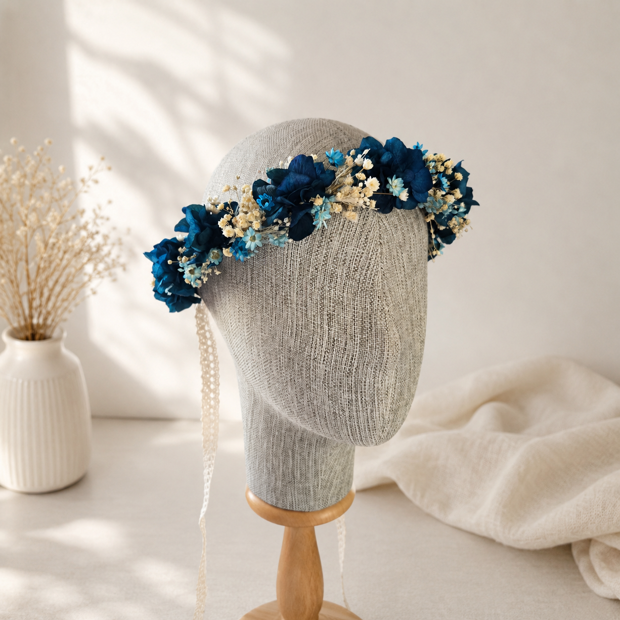 Navy Blue Flower Girl Crown, Bridesmaid Flower Crown