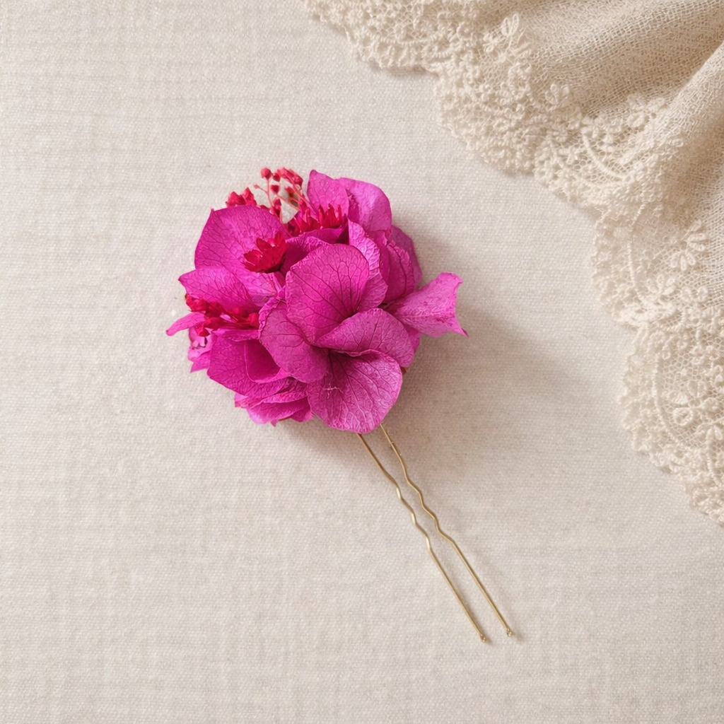 Fuchsia Hydrangea Hair Pins, Pink Bridesmaid Flower Hair Pin