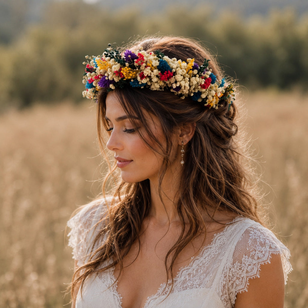 Wildflower Crown for Women, Garden Wedding Floral Crown