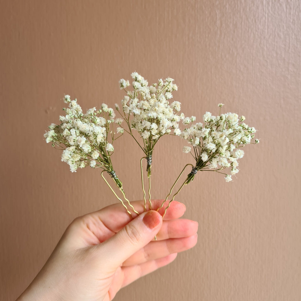 Bridal Baby’s Breath Hair Comb – Ivory Gypsophila Wedding Hair Accessory,Bridesmaid Set
