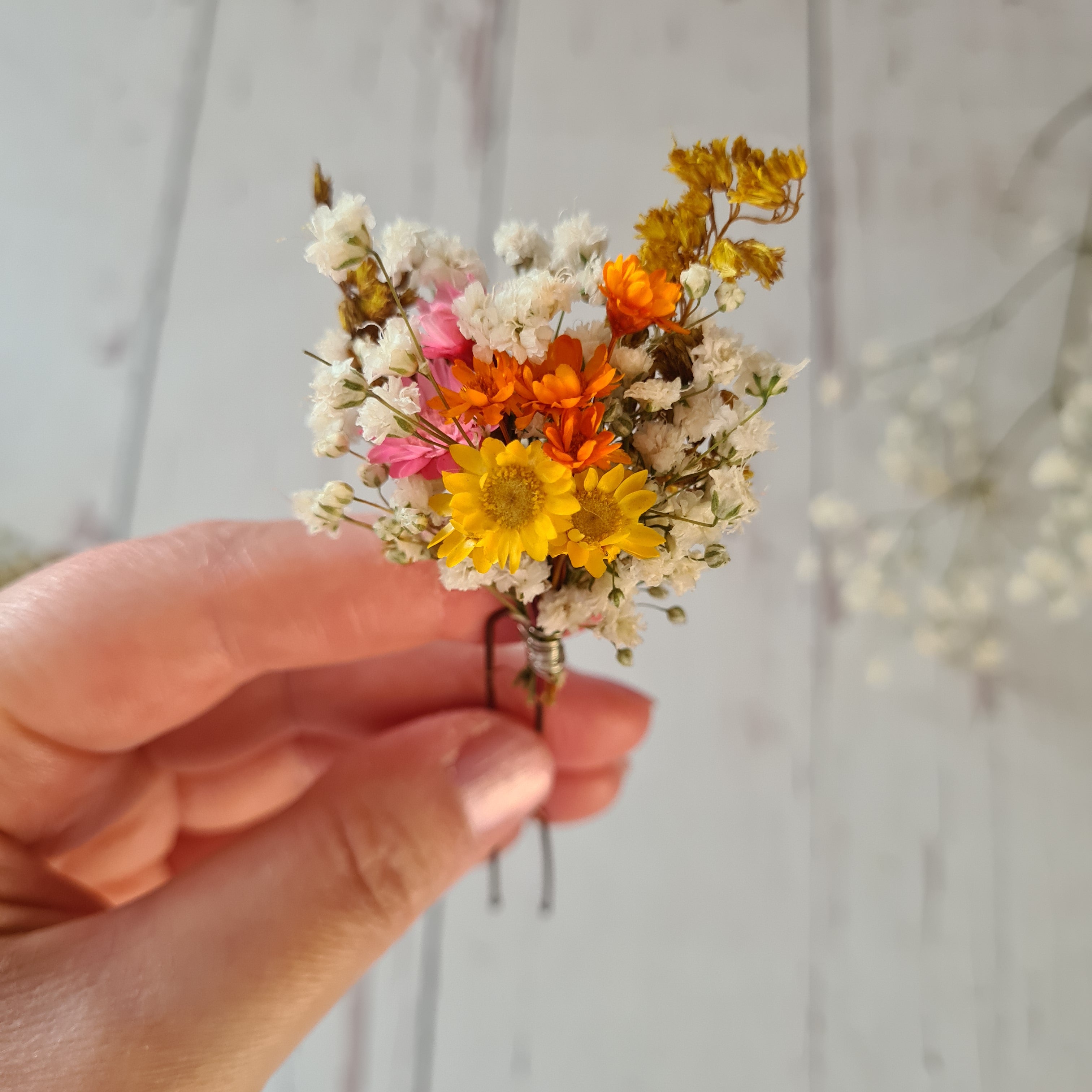 Wildflower Wedding Hair Pins: Boho Gypsophila Hair Clips