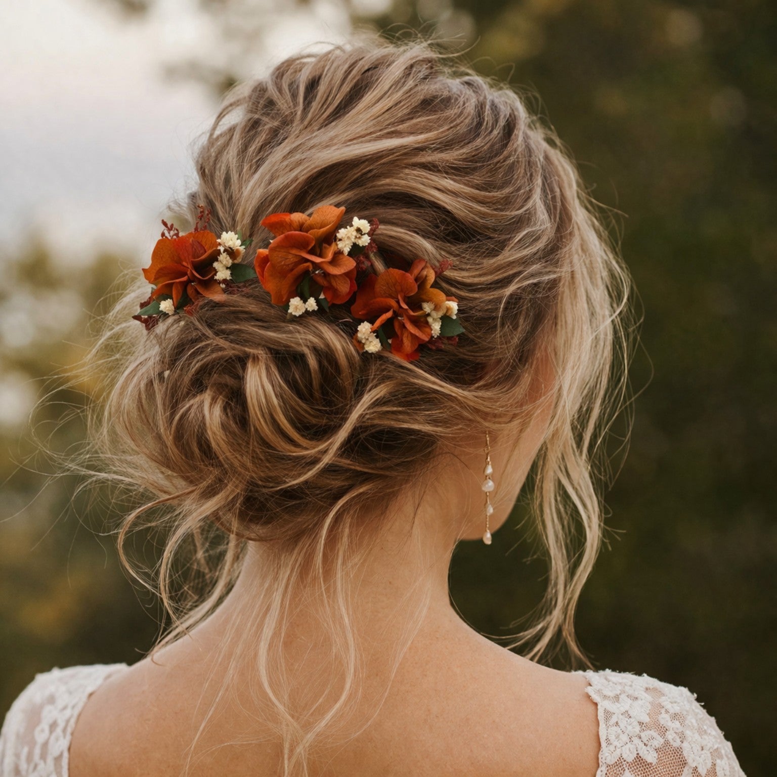 Burnt Orange Dried Flower Crown:Rustic wedding set