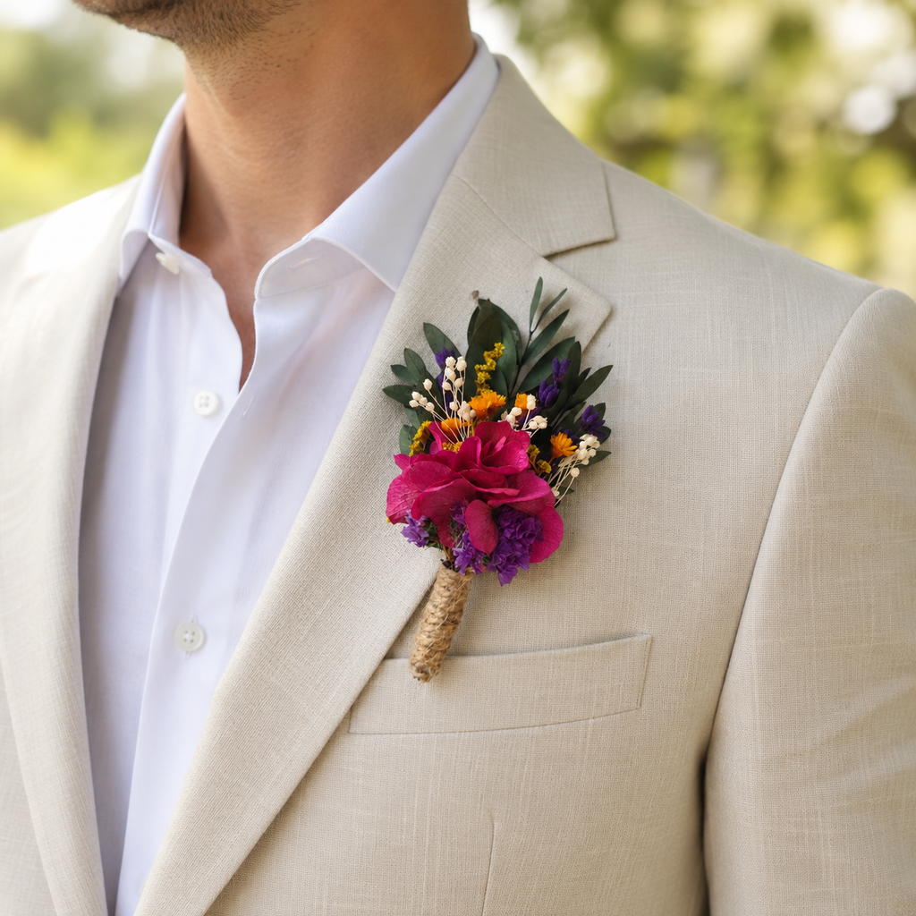 Magenta Wildflower Wedding Crown, Rustic Garden & Folk Crown