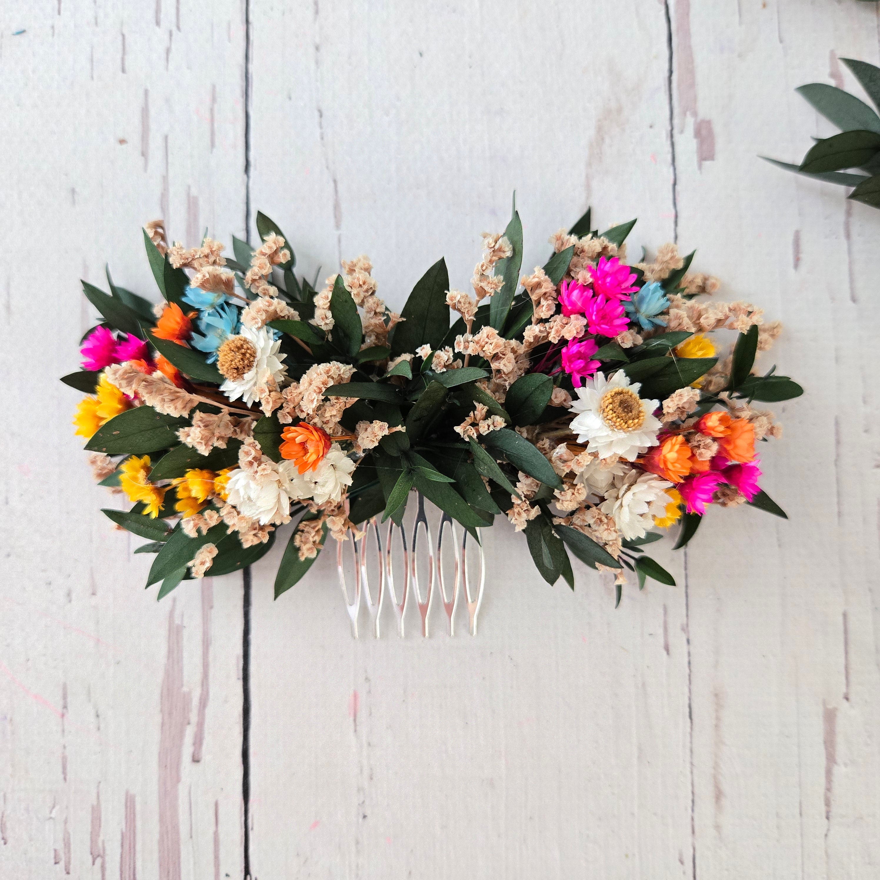 Colorful Dried Flower Headband: Eucalyptus Greenery Wedding Crown