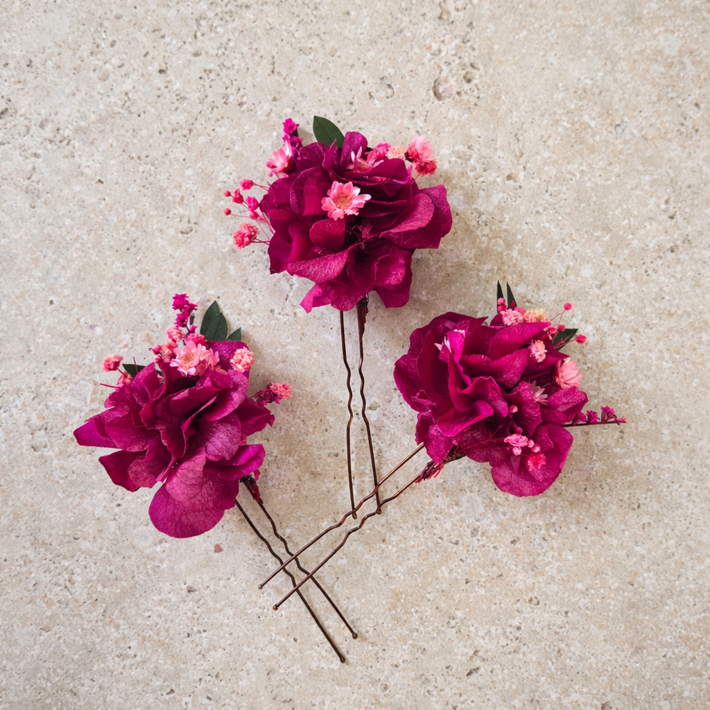 Magenta Flower Crown for Bride, Boho Wedding Flower Crown